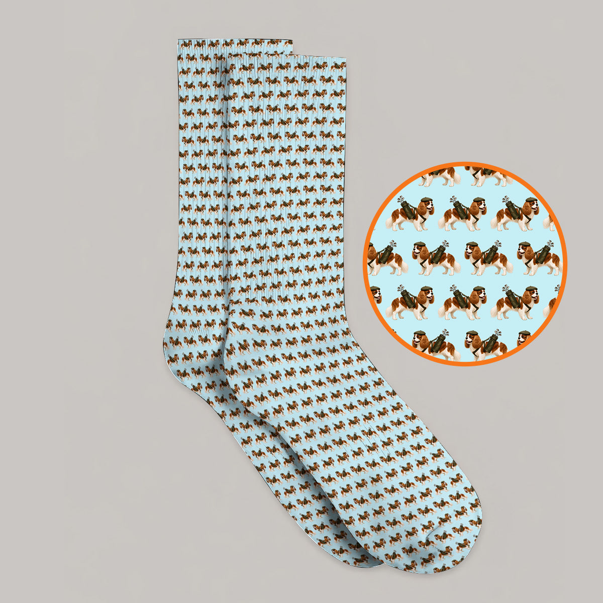 Cavalier King Charles Spaniel Golf Socks, Funny Cavalier Golf Sock, Golf Gift For Dog Lovers