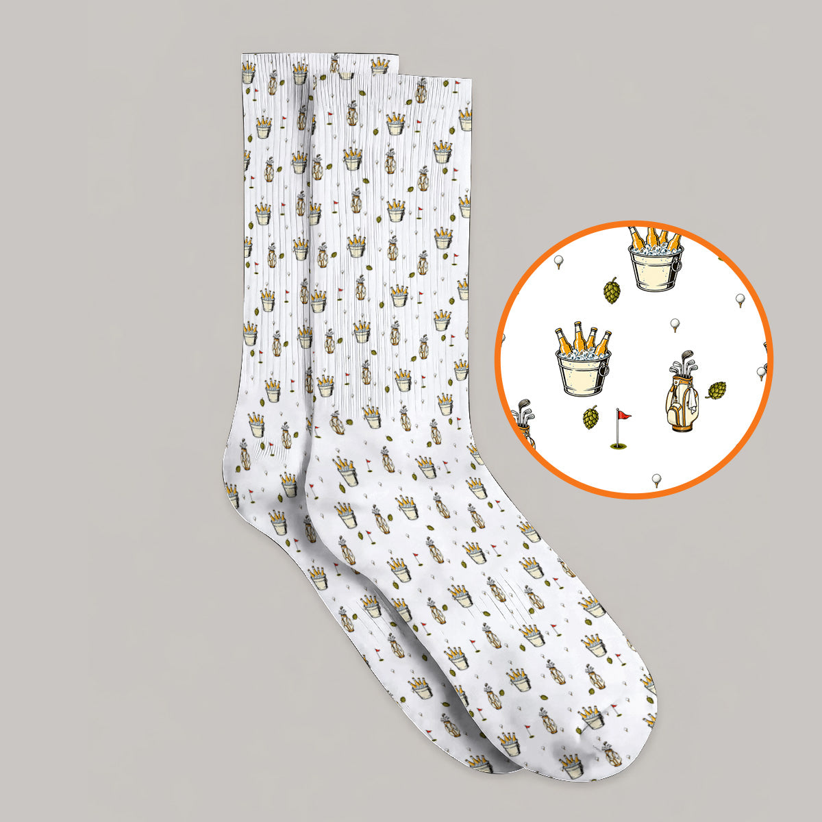 Crazy Beer Pattern Golf Socks, Beers Golf Sock, Golf Gift For Golfer
