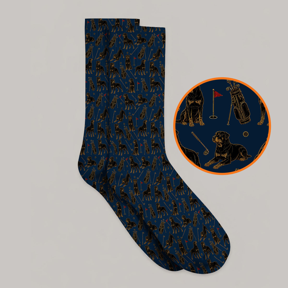 Crazy Rottweiler Golf Socks, Rottweiler Dog Pattern Golf Sock, Golf Gift For Golfer
