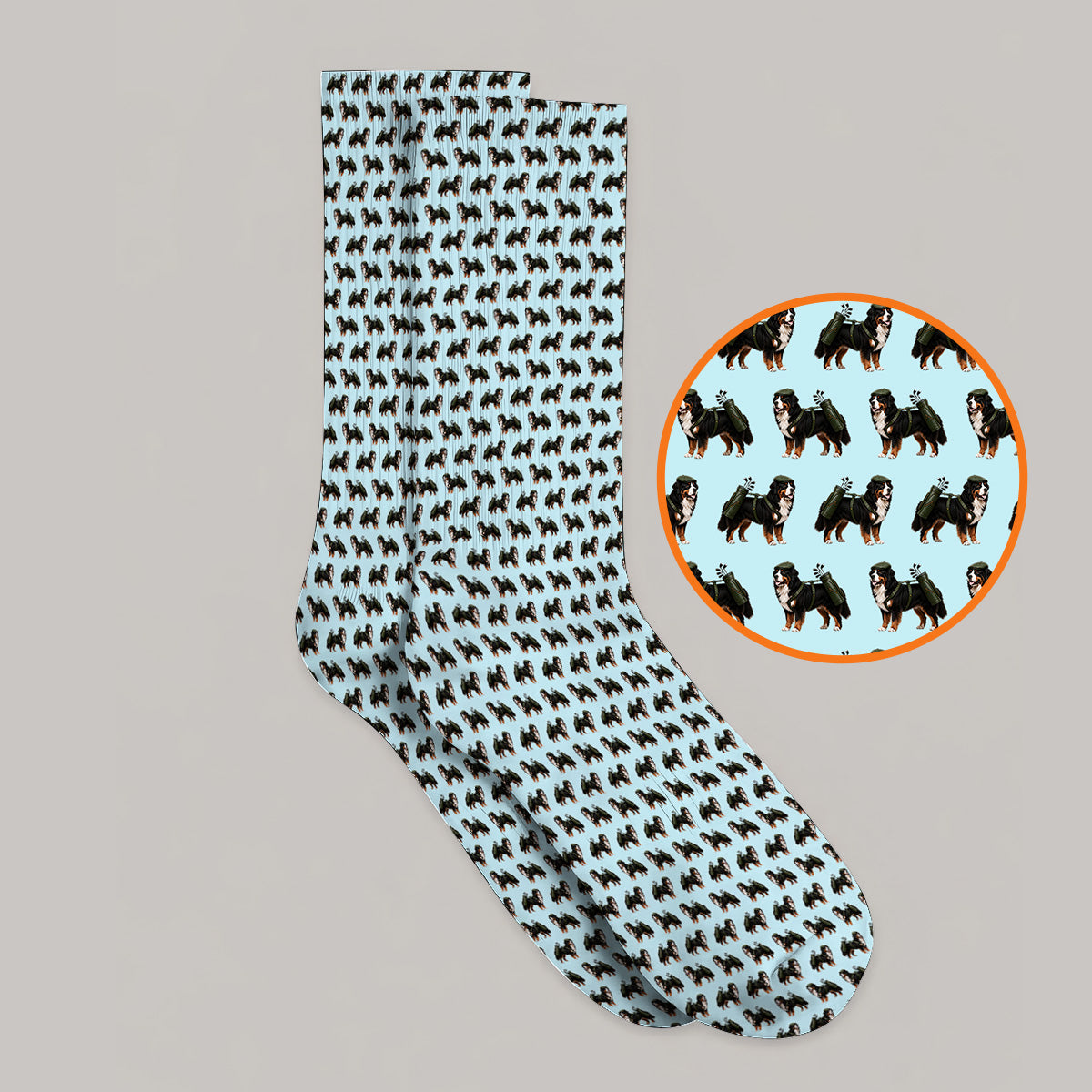 Funny Bernese Mountain Golf Pattern Socks, Bernese Golf Sock For Dog Lover, Golf Gift For Golfer
