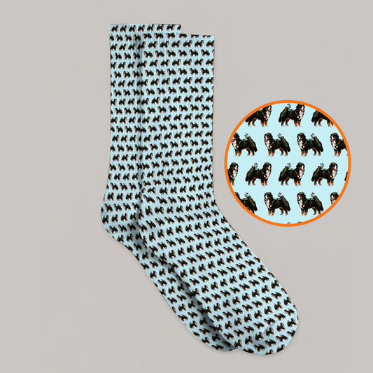 Funny Bernese Mountain Golf Pattern Socks, Bernese Golf Sock For Dog Lover, Golf Gift For Golfer