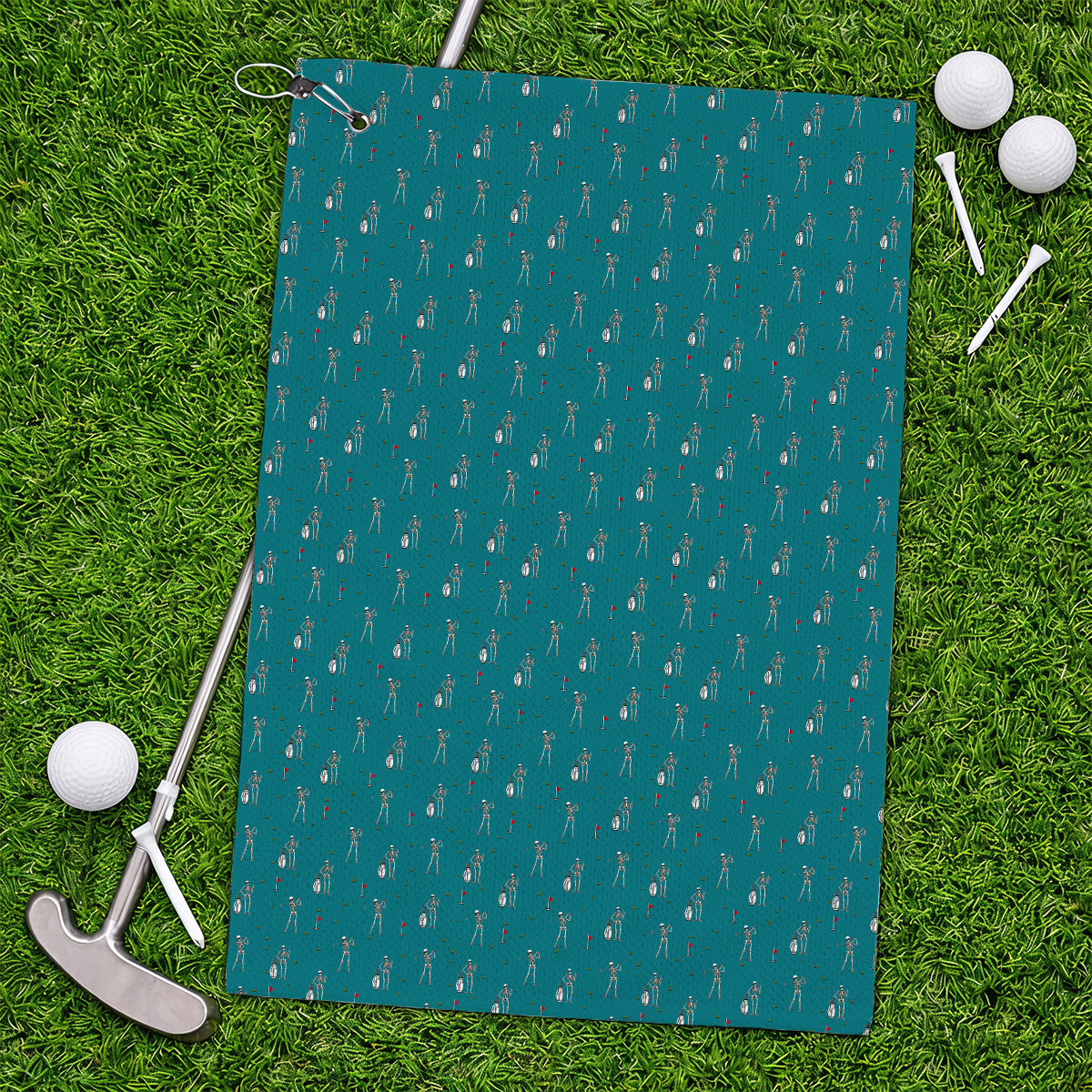 Funny Skeleton Golf Towels, Skeleton Pattern Golf Towel, Golf Gift For Golfer