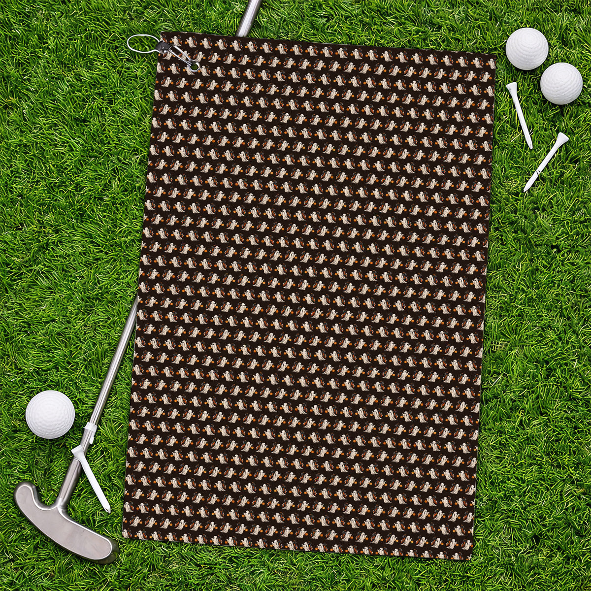 Halloween Golf Towels, Ghost Pattern Golf Towel, Spooky Golf Gift for Golf Lovers