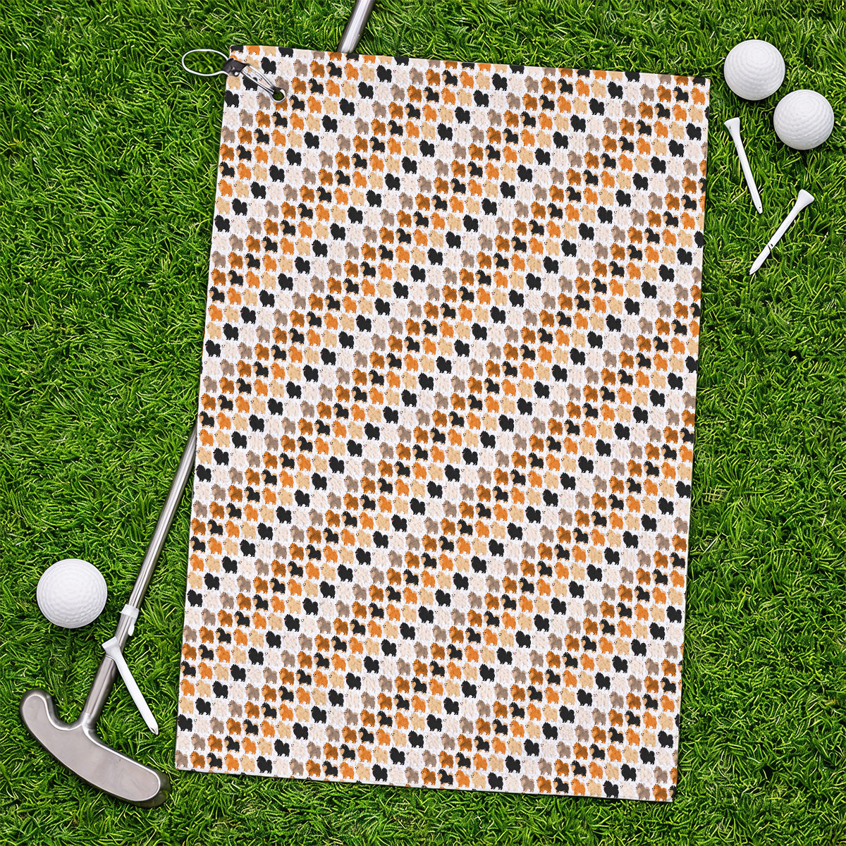 Cute Pomeranian Pattern Golf Towels, Pomeranian Dog Golf Towel, Funny Golf Gift For Golfer