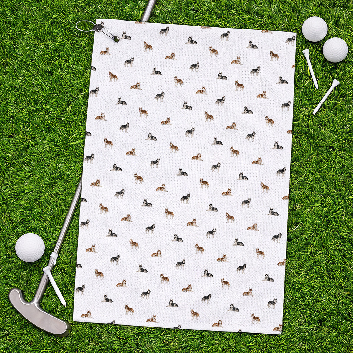 Funny Husky Sibir Golf Towel, Husky Pattern Golf Towels For Golfer, Golf Gift For Dog Lover