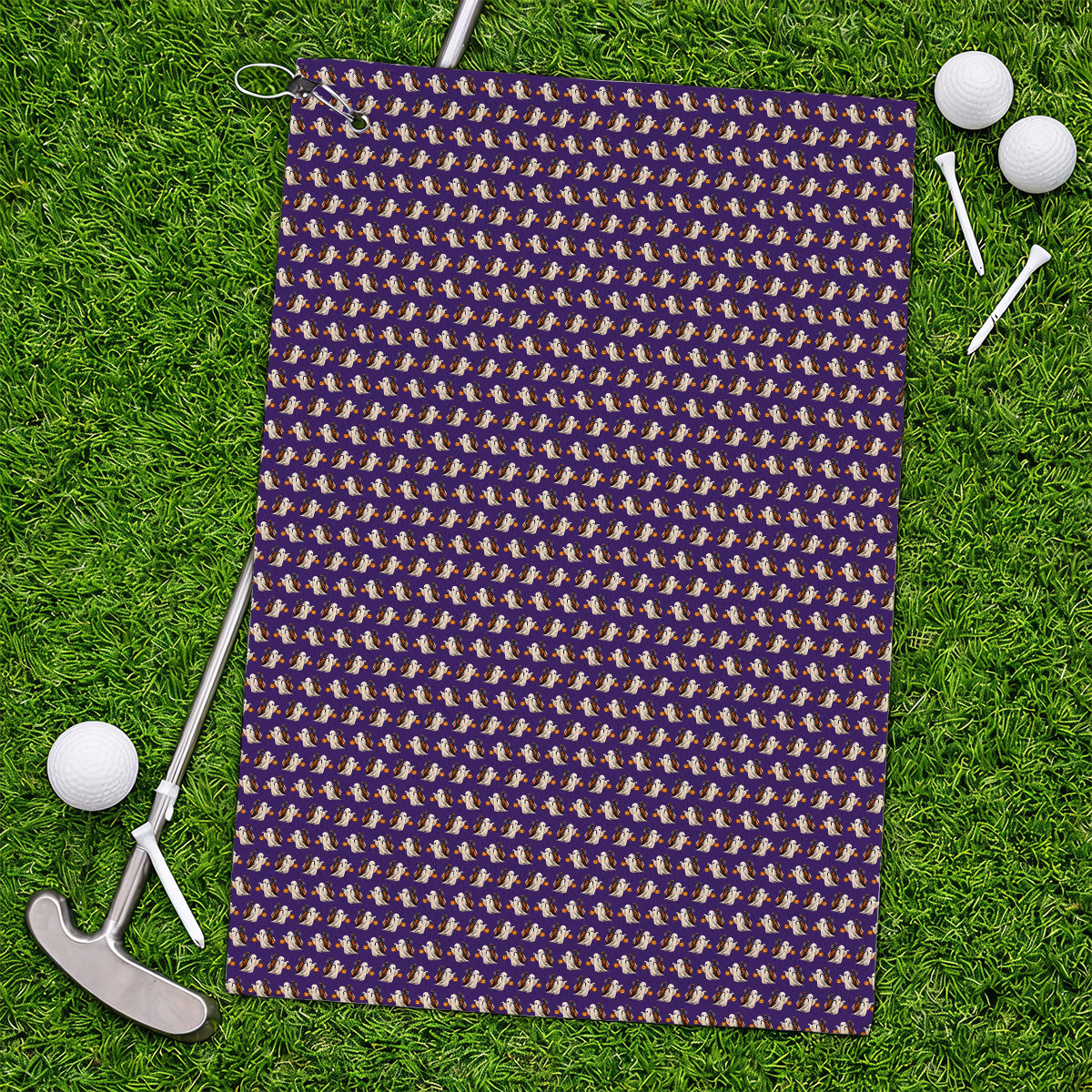 Halloween Golf Towels, Ghost Pattern Golf Towel, Spooky Golf Gift for Golf Lovers