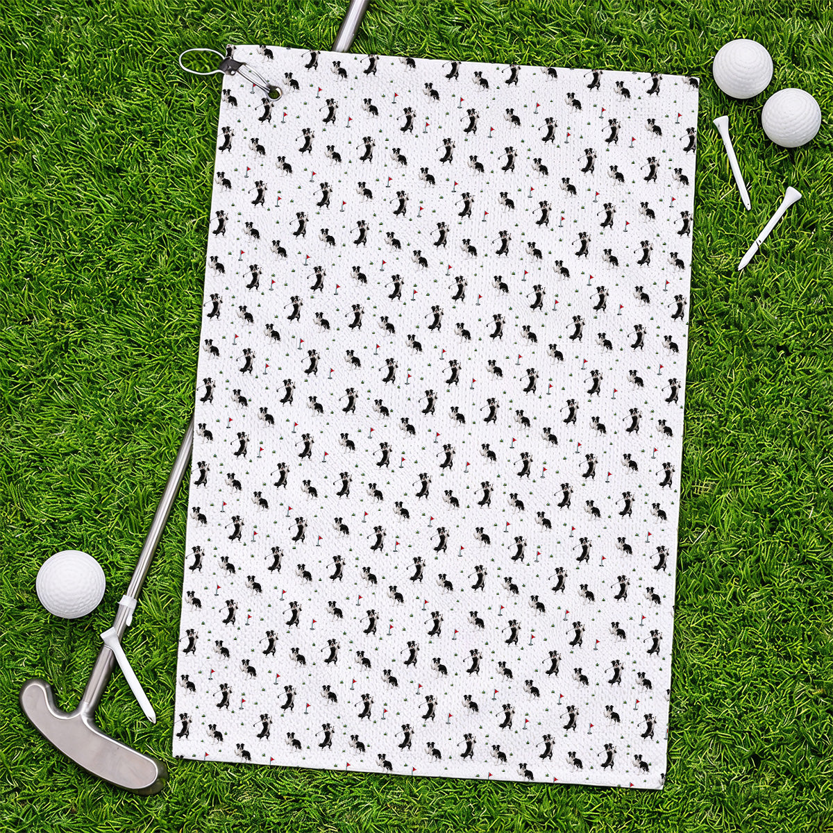 Border Collie Golf Towel, Border Collie Pattern Golf Towels For Golfer, Funny Golf Gift For Dog Lover