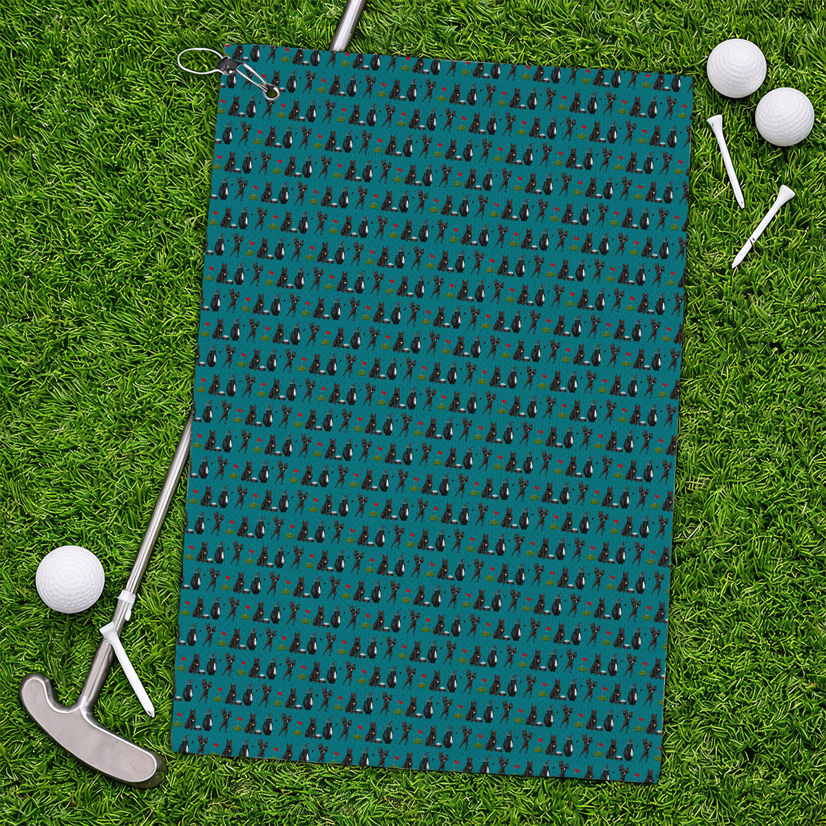 Cane Corso Golf Towel, Black Cane Corso Golf Pattern Towels for Dog Lovers, Funny Golf Gift for Golfers