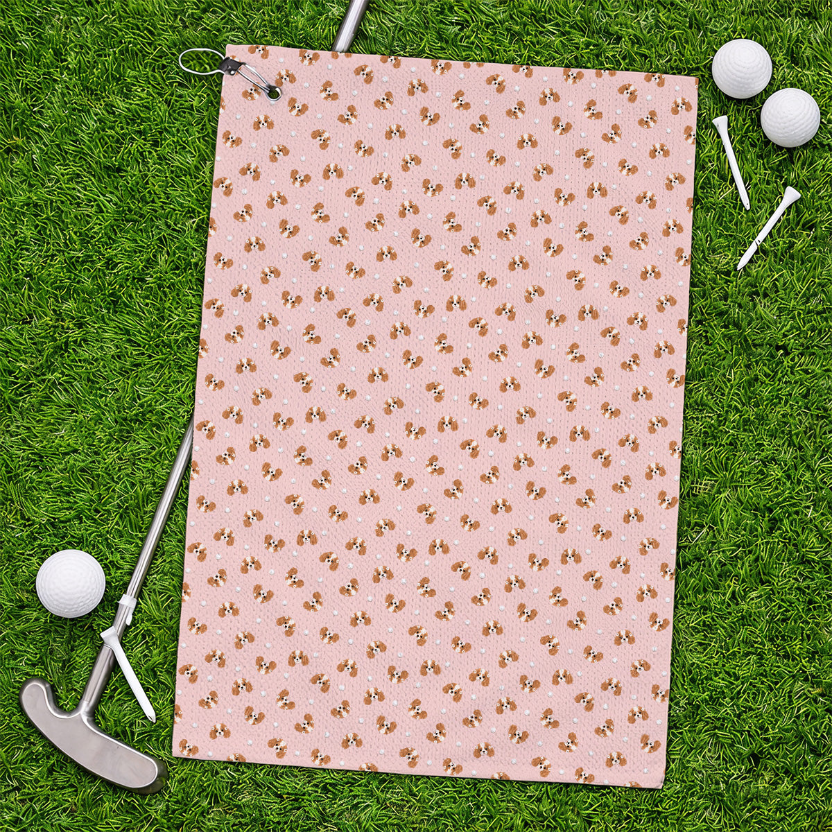 Cavalier King Charles Spaniel Golf Towels, Funny Cute Cavalier Pattern Golf Towel, Golf Gift For Golfer