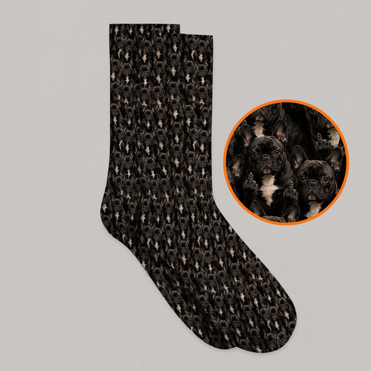 Black French Bulldog Pattern Golf Socks, Funny Frenchie Golf Sock, Dog Dad Golf Gift