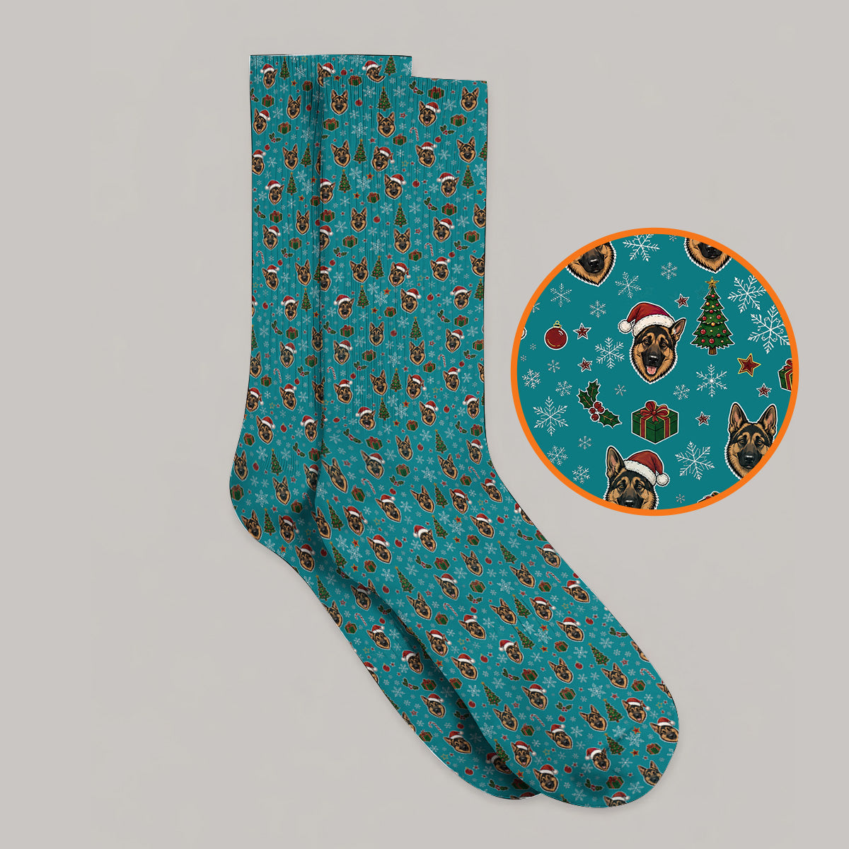Funny German Shepherd Christmas Golf Socks, German Shepherd Pattern Golf Sock, Xmas Golf Gift For Golfer
