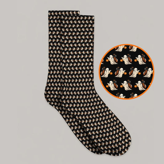 Halloween Golf Socks, Ghost Pattern Golf Sock, Spooky Golf Gift for Golf Lovers