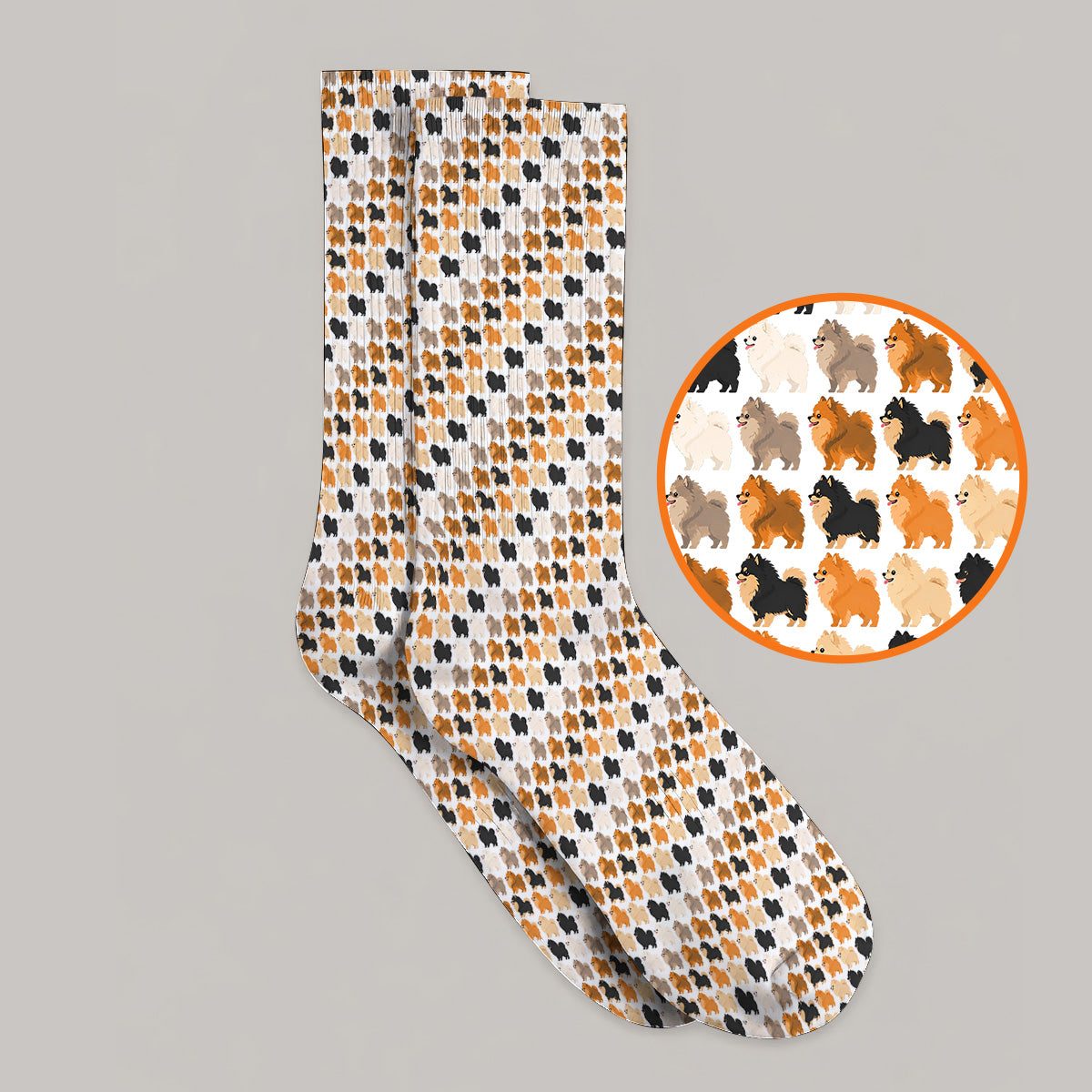 Cute Pomeranian Pattern Golf Socks, Pomeranian Dog Golf Sock, Funny Golf Gift For Golfer