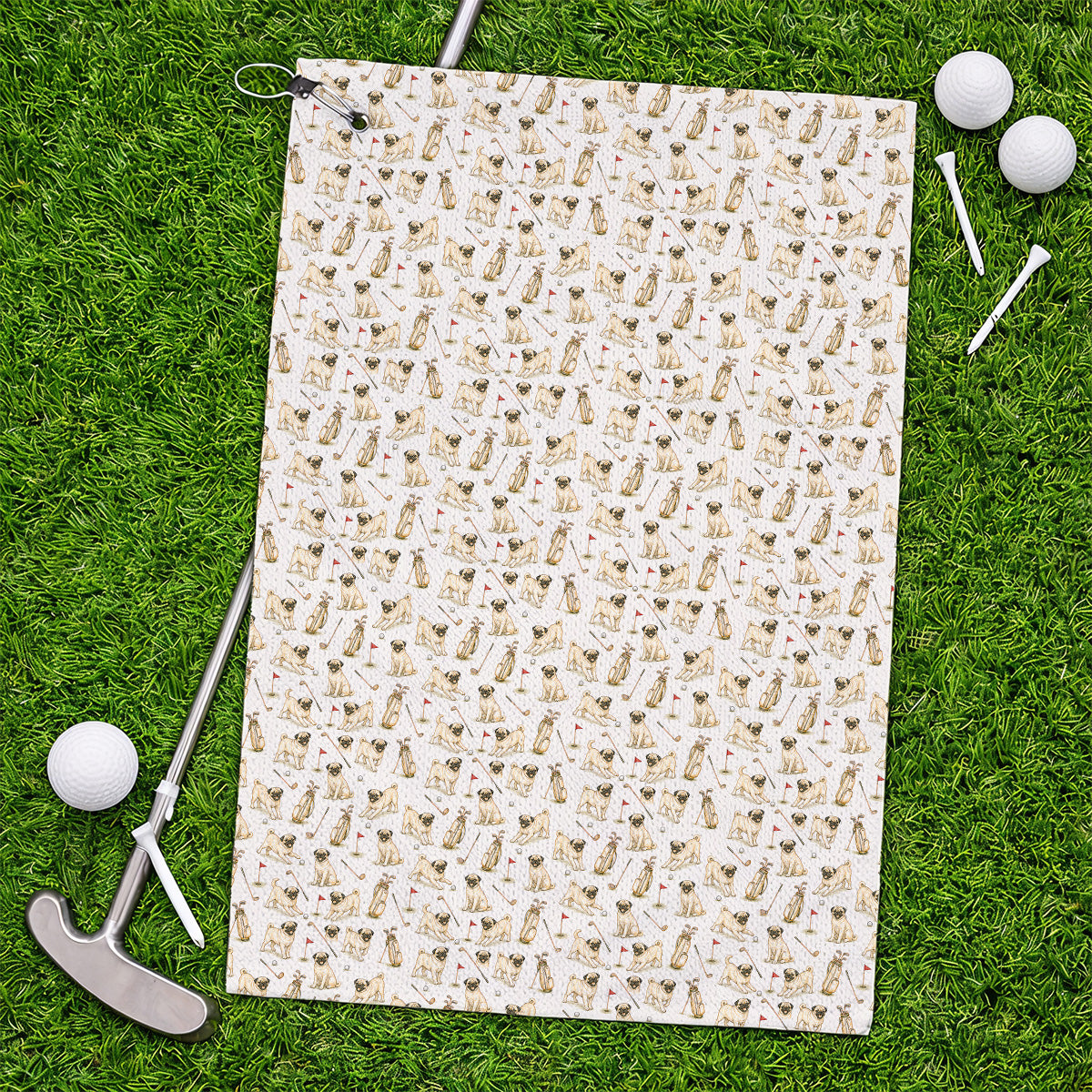Funny Pug Golf Towel, Pug Pattern Golf Towels, Crazy Golf Gift For Golfer