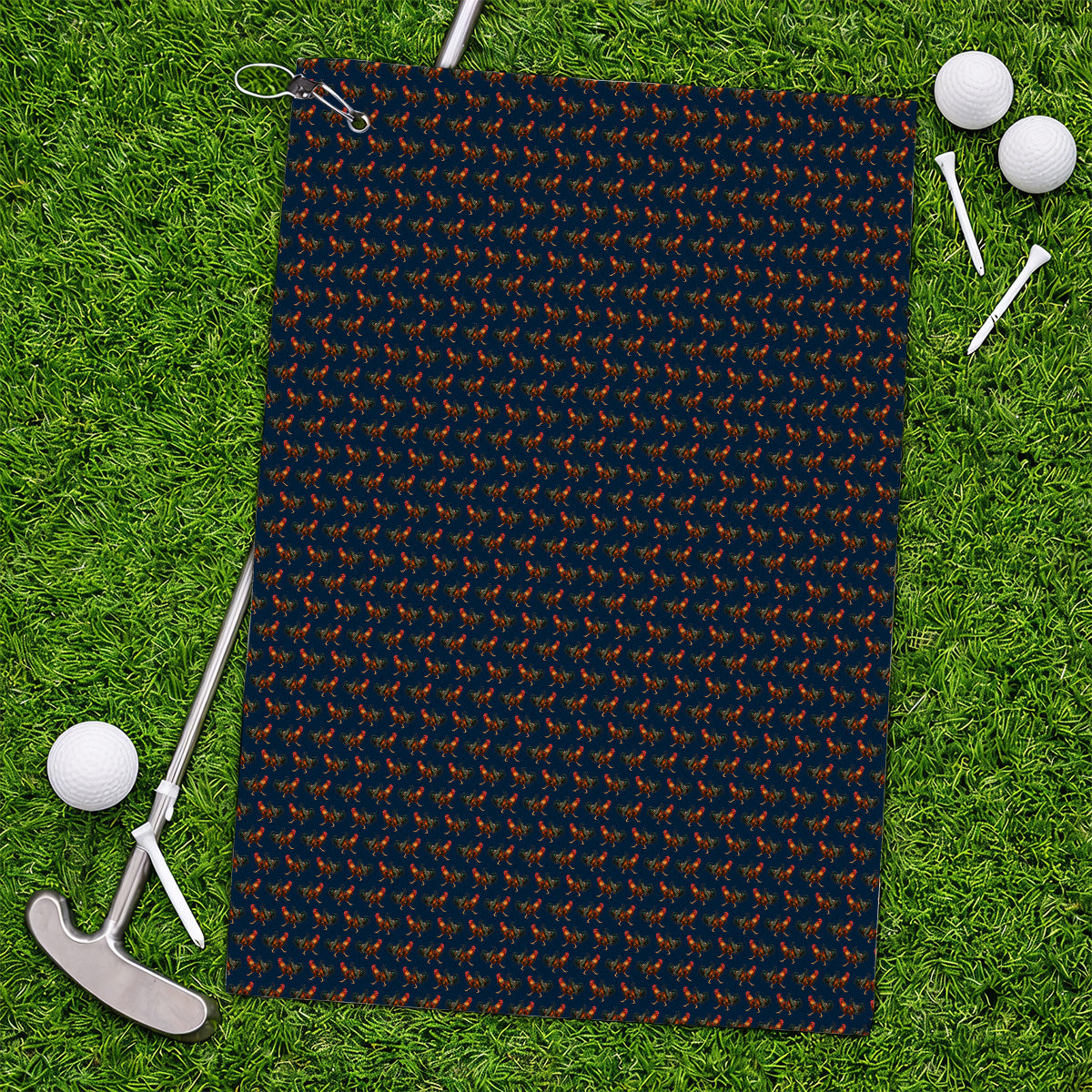 Rooster Pattern Golf Towels, Rooster Golf Towel For Chicken Lovers, Golf Gift For Golfer