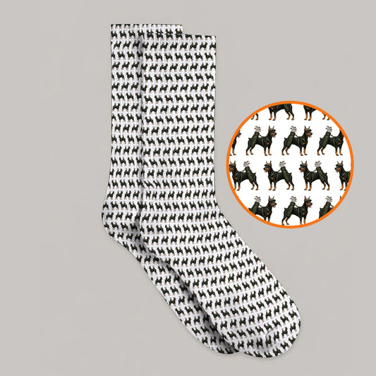 Doberman Golf Socks, Crazy Doberman Pattern Golf Sock, Dog Lover Golf Gift