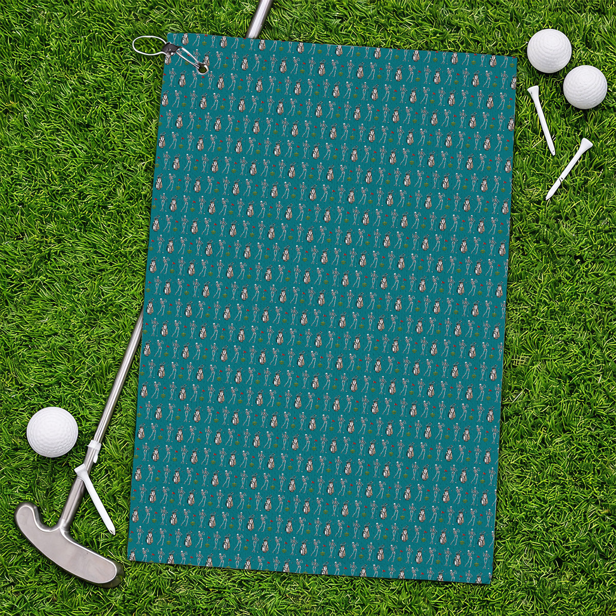 Skeleton Pattern Golf Towel, Funny Skeleton Golf Towels, Golf Gift For Golfer