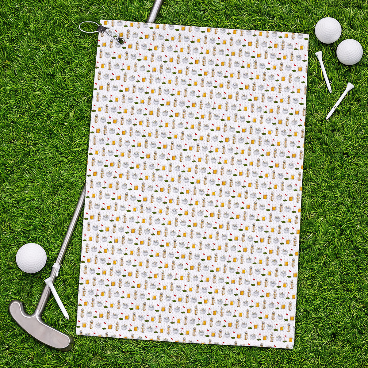 Crazy Beer Pattern Golf Towel, Beers Golf Towels, Golf Gift For Golfer