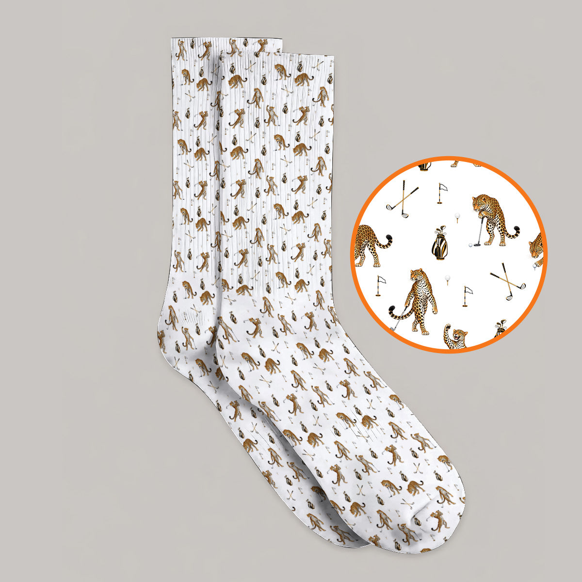 Funny Leopard Golf Socks, Leopard Golf Pattern Sock, Golf Gift For Golfers
