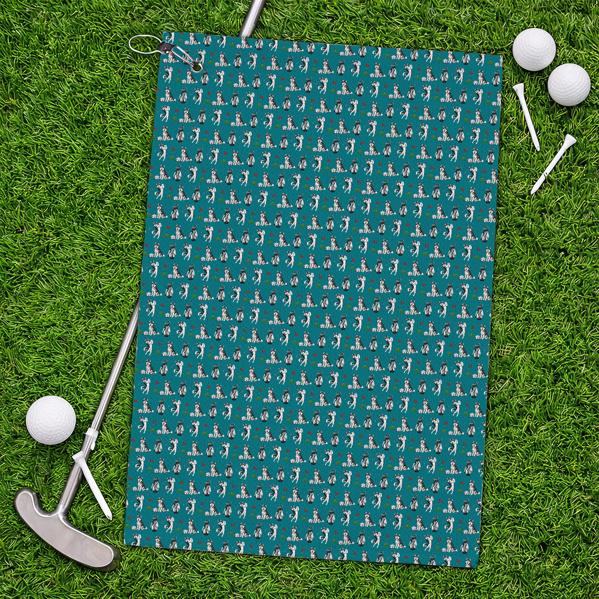 Funny Husky Golf Towel, Husky Sibir Pattern Golf Towels For Dog Lover, Golf Gift For Golfer