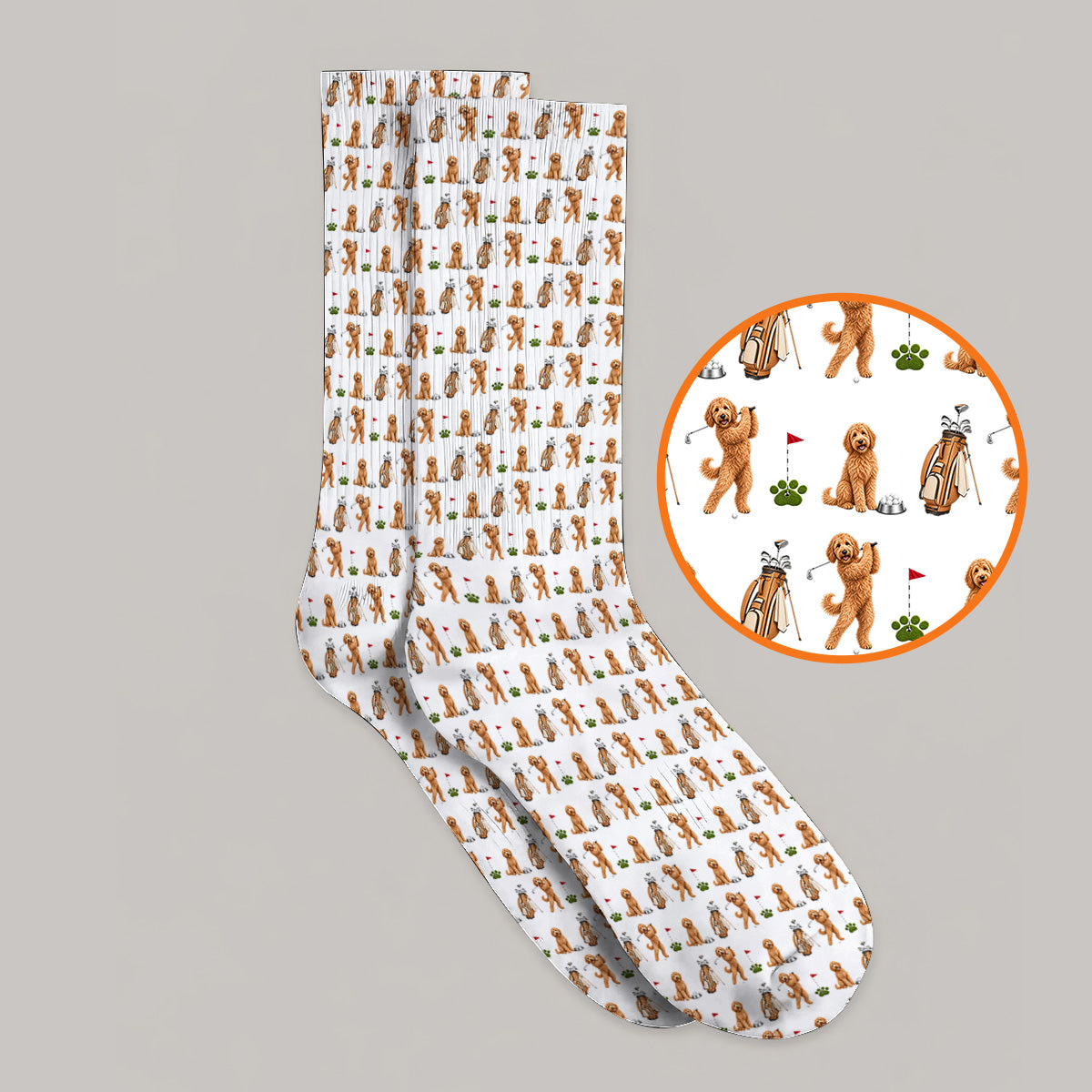Goldendoodle Golf Socks, Dog Pattern Golf Sock, Funny Golf Gift For Golfers