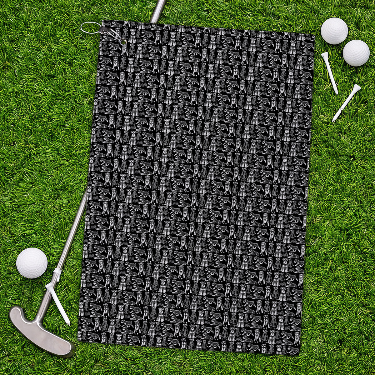 Miniature Schnauzer Golf Towels, Retro Schnauzer Golf Towel, Crazy Golf Gift For Golfer
