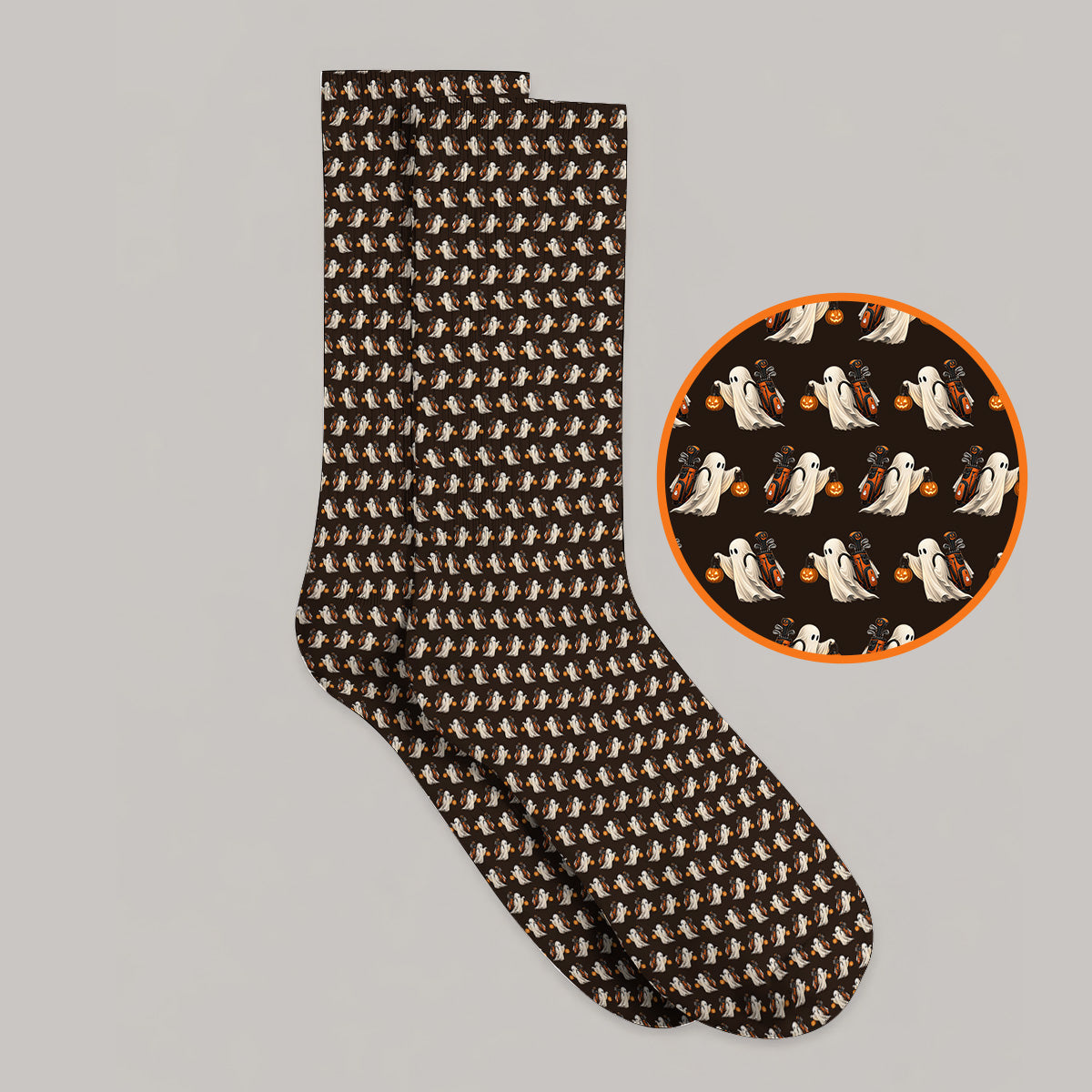 Halloween Golf Socks, Ghost Pattern Golf Sock, Spooky Golf Gift for Golf Lovers