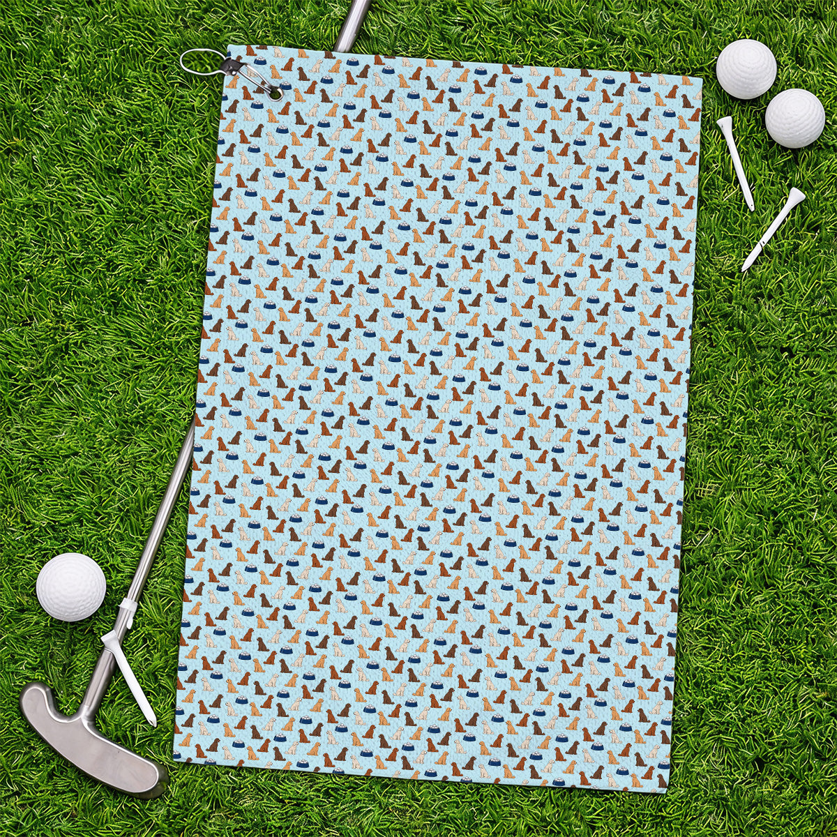 Funny Goldendoodle Pattern Golf Towels, Doodle Dog & Golf Ball Towel, Golf Gift for Golfers
