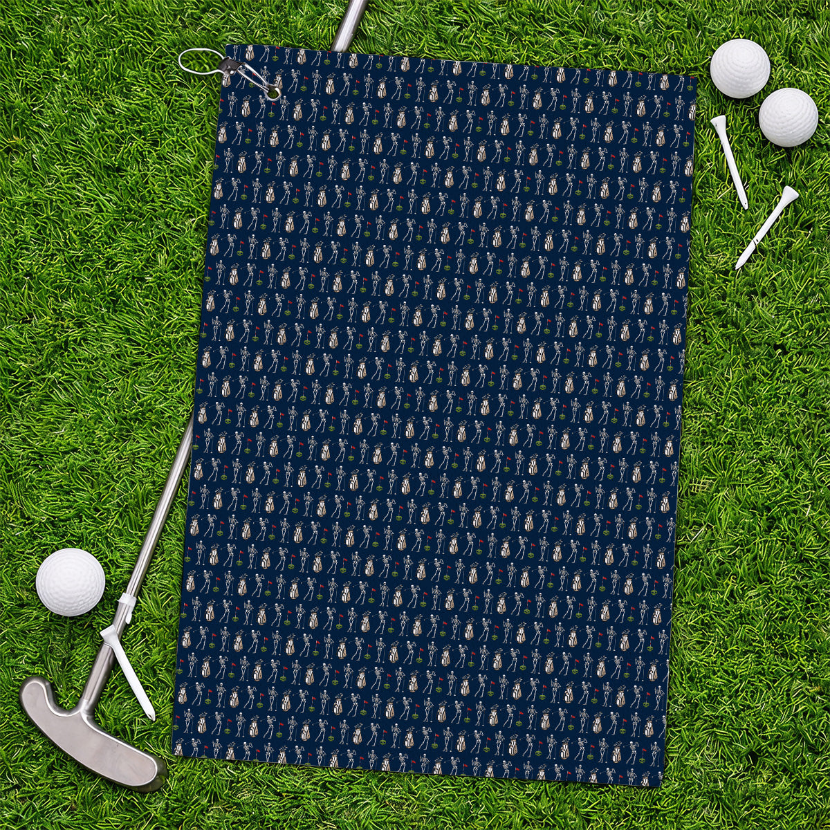 Skeleton Pattern Golf Towel, Funny Skeleton Golf Towels, Golf Gift For Golfer