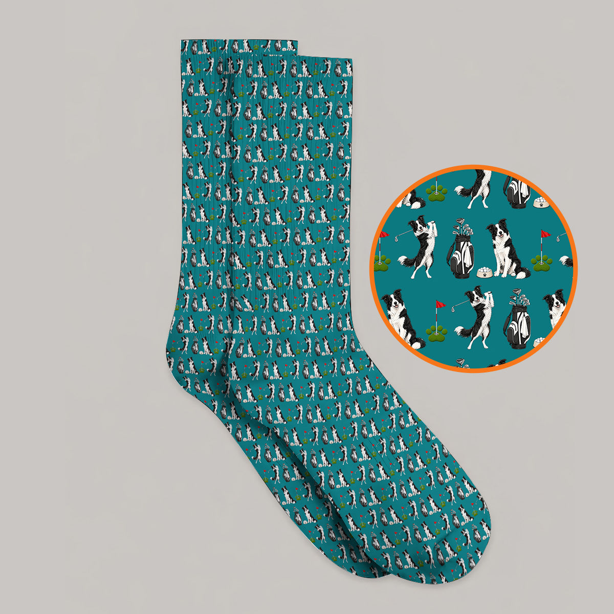 Border Collie Golf Socks, Border Collie Pattern Golf Sock for Dog Lovers, Funny Golf Gift for Golfer