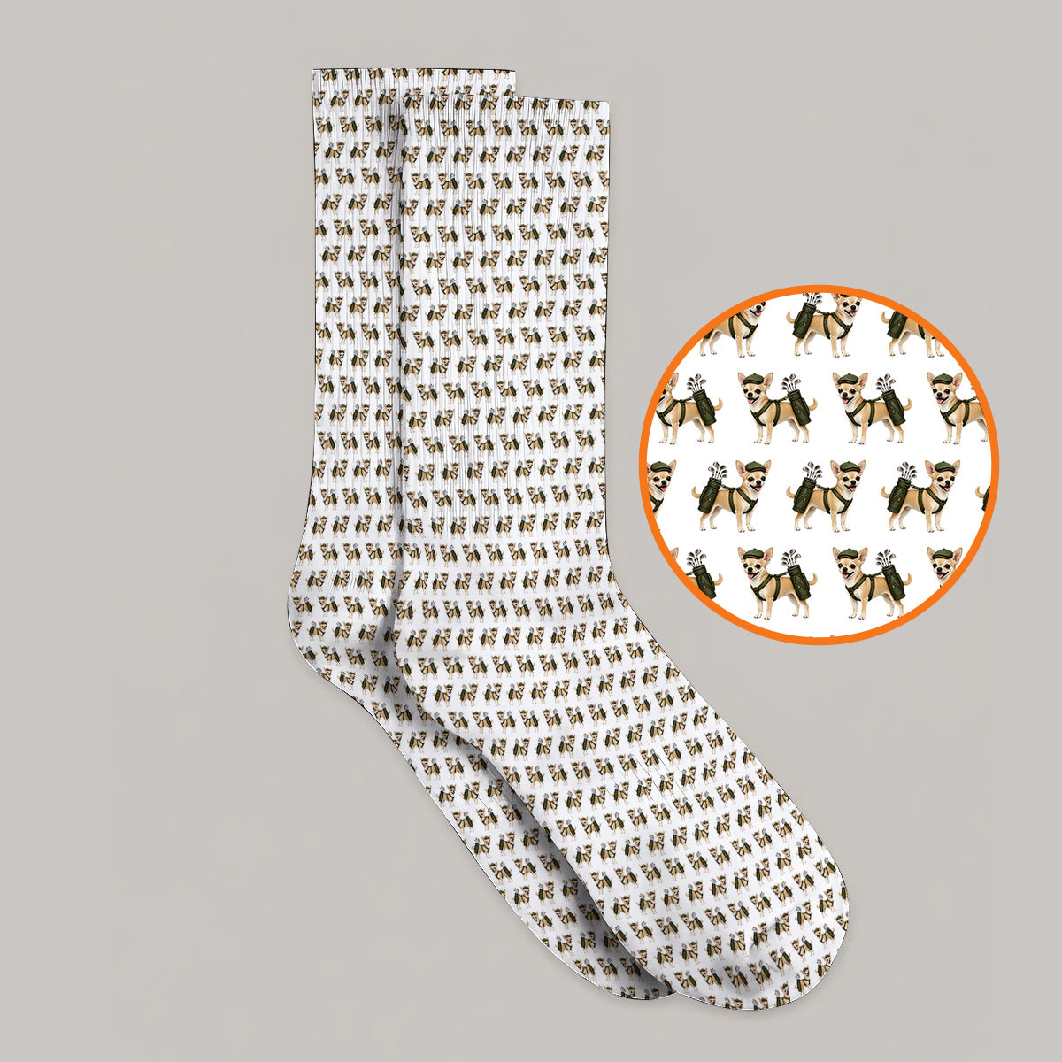 Crazy Chihuahua Golf Socks, Cute Chihuahua Golf Pattern Sock for Dog Lovers, Golf Gift For Golfer