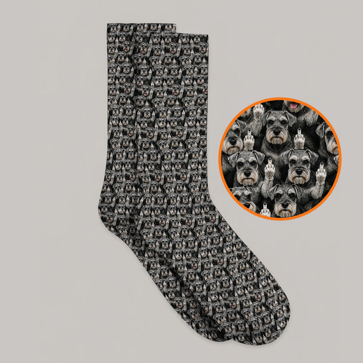 Miniature Schnauzer Middle Finger Golf Socks, Funny Mini Schnauzer Pattern Golf Sock, Golf Gift For Golfer