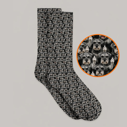 Miniature Schnauzer Middle Finger Golf Socks, Funny Mini Schnauzer Pattern Golf Sock, Golf Gift For Golfer