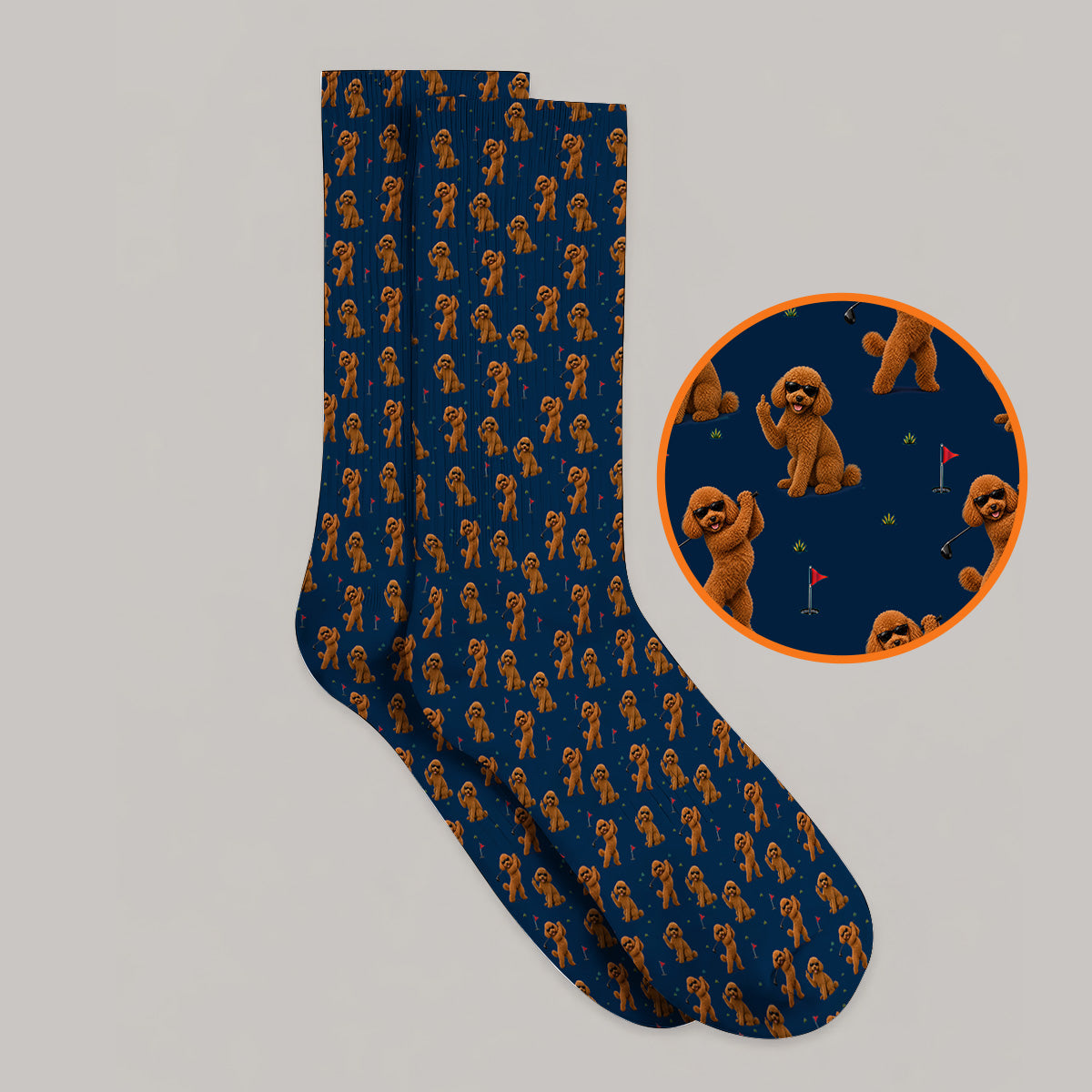 Funny Poodle Pattern Golf Socks, Cool Poodle Dog Golf Sock, Perfect Golf Gift For Golfer
