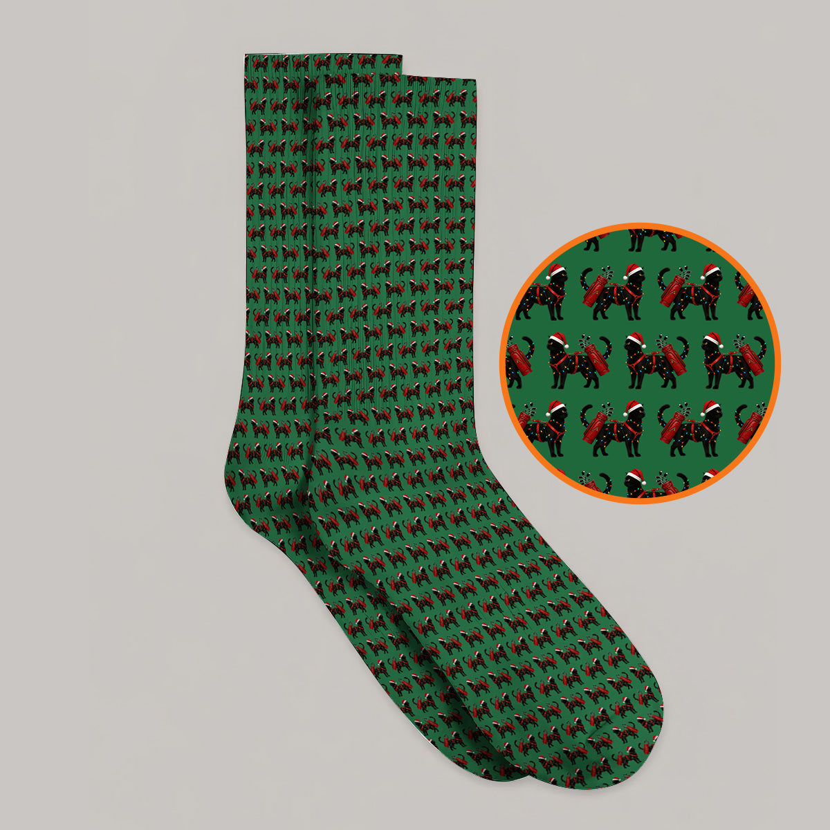 Black Cat Christmas Golf Socks, Crazy Cats Golf Sock For Xmas Holiday, Golf Gift For Cat Loving Golfer
