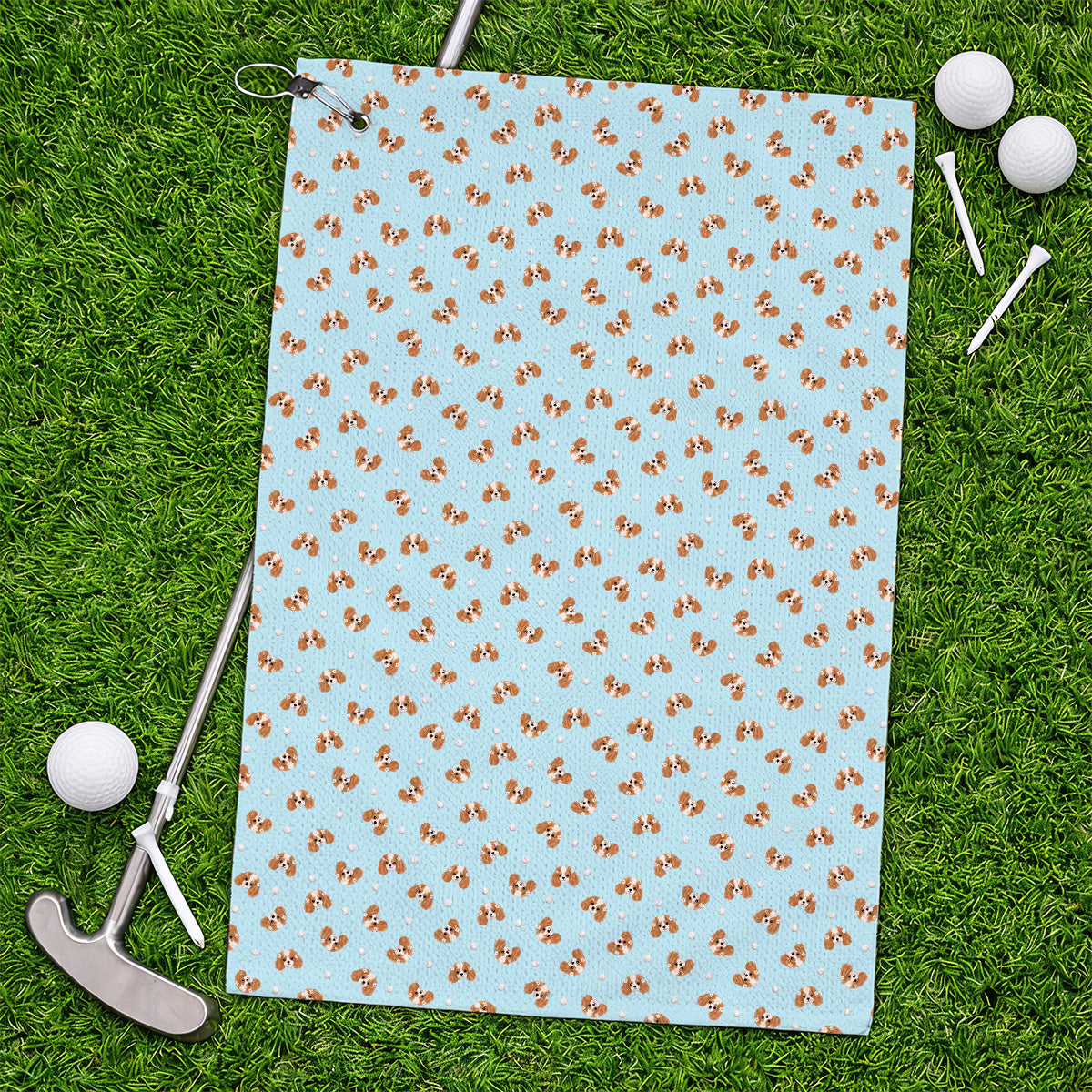 Cavalier King Charles Spaniel Golf Towels, Funny Cute Cavalier Pattern Golf Towel, Golf Gift For Golfer