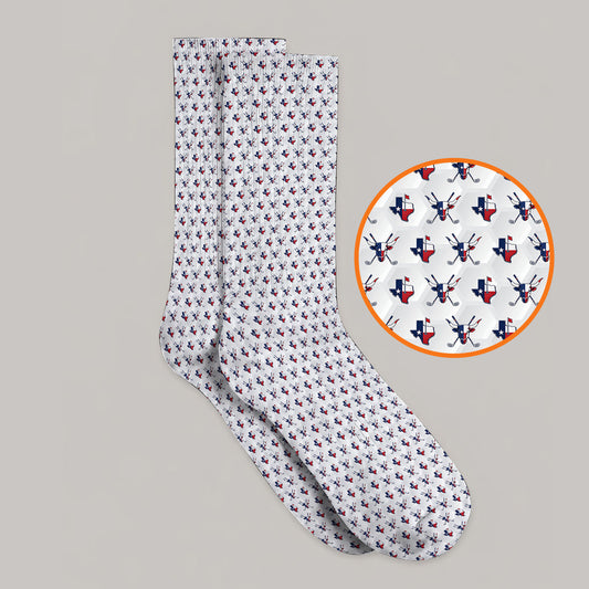 Texas Longhorn Golf Socks, Texas Flag Golf Pattern Sock, Western Longhorn Golf Gift For Golfer