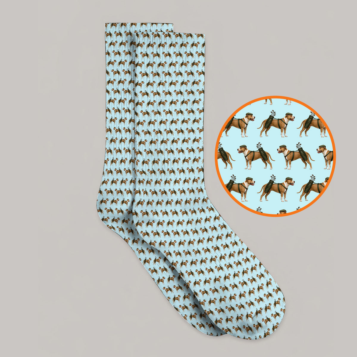 Funny Pit Bull Terrier Golf Socks, Pit Bull Pattern Golf Shirt, Golf Gift for Dog Lovers