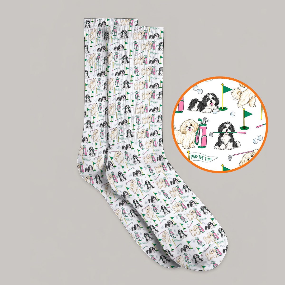 Havanese Pattern Golf Socks, Cute Havanese Golf Sock, Crazy Golf Gift for Golfer