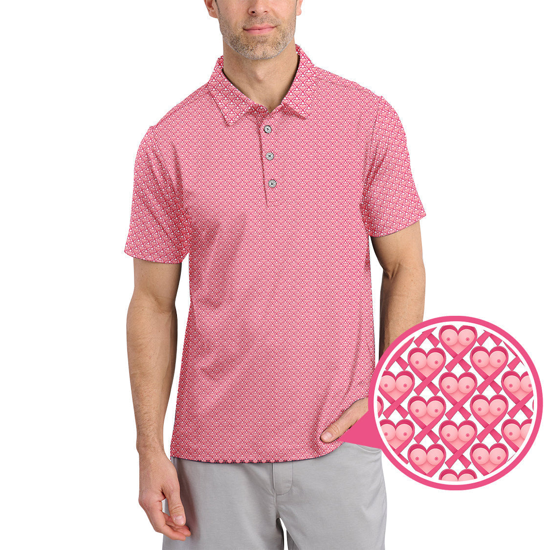Breast Cancer Golf Shirt, Pink Pattern Golf Shirt, Funny Golf Shirt For Golfer
