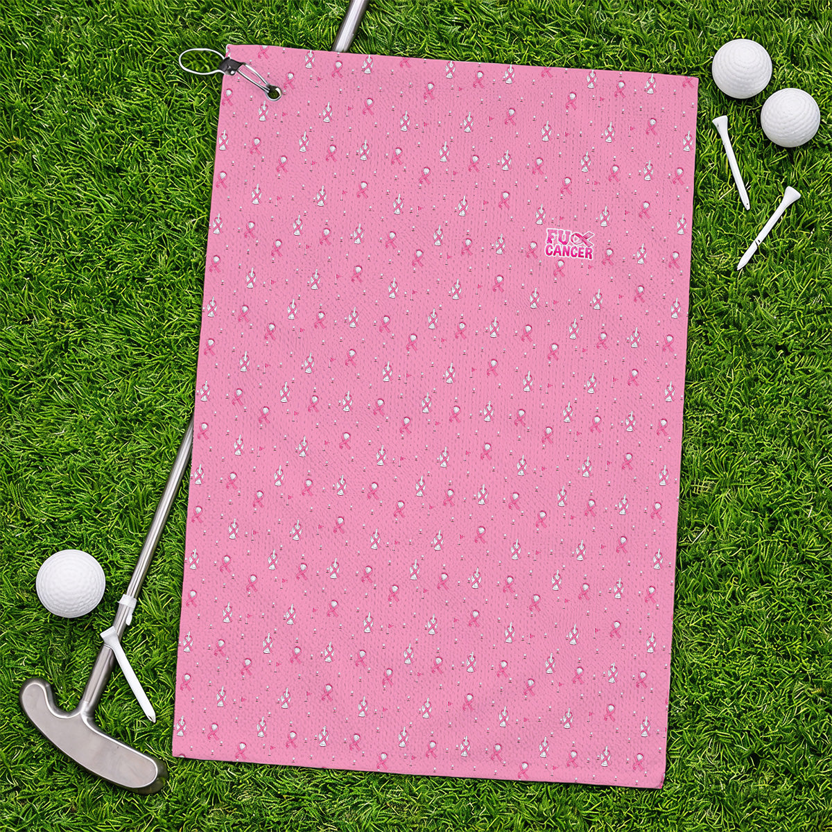 Pink Ribbon Golf Towels, Breast Cancer Awareness Pattern Golf Towel, Supportive Golfer Gift for Golfer