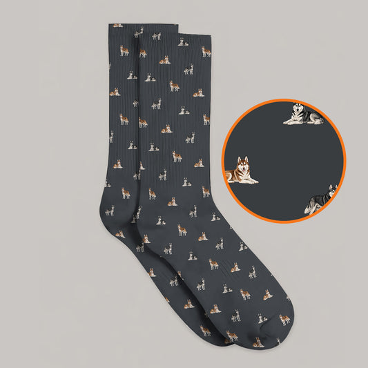 Funny Husky Sibir Golf Socks, Husky Pattern Golf Sock For Golfer, Golf Gift For Dog Lover