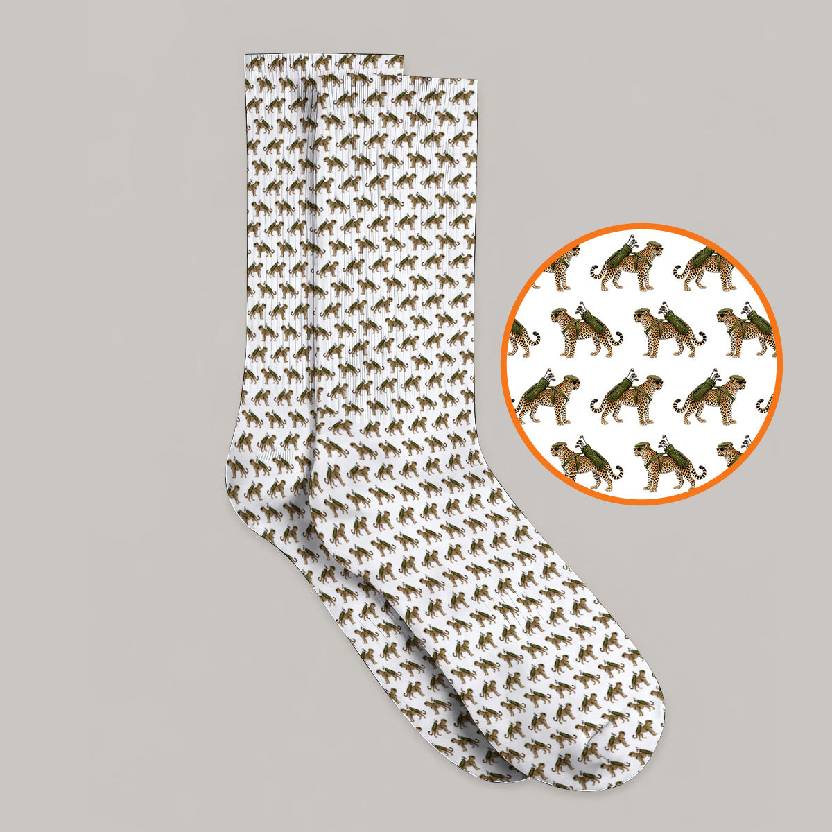 Leopard Golf Socks, Leopard Golf Pattern Sock, Funny Golf Gift For Golfers