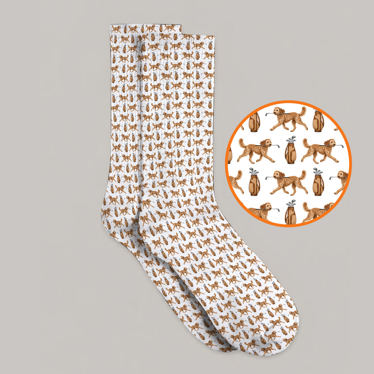 Goldendoodle Golf Socks, Doodle Dog Pattern Golf Sock, Funny Golf Gift For Dog Lovers