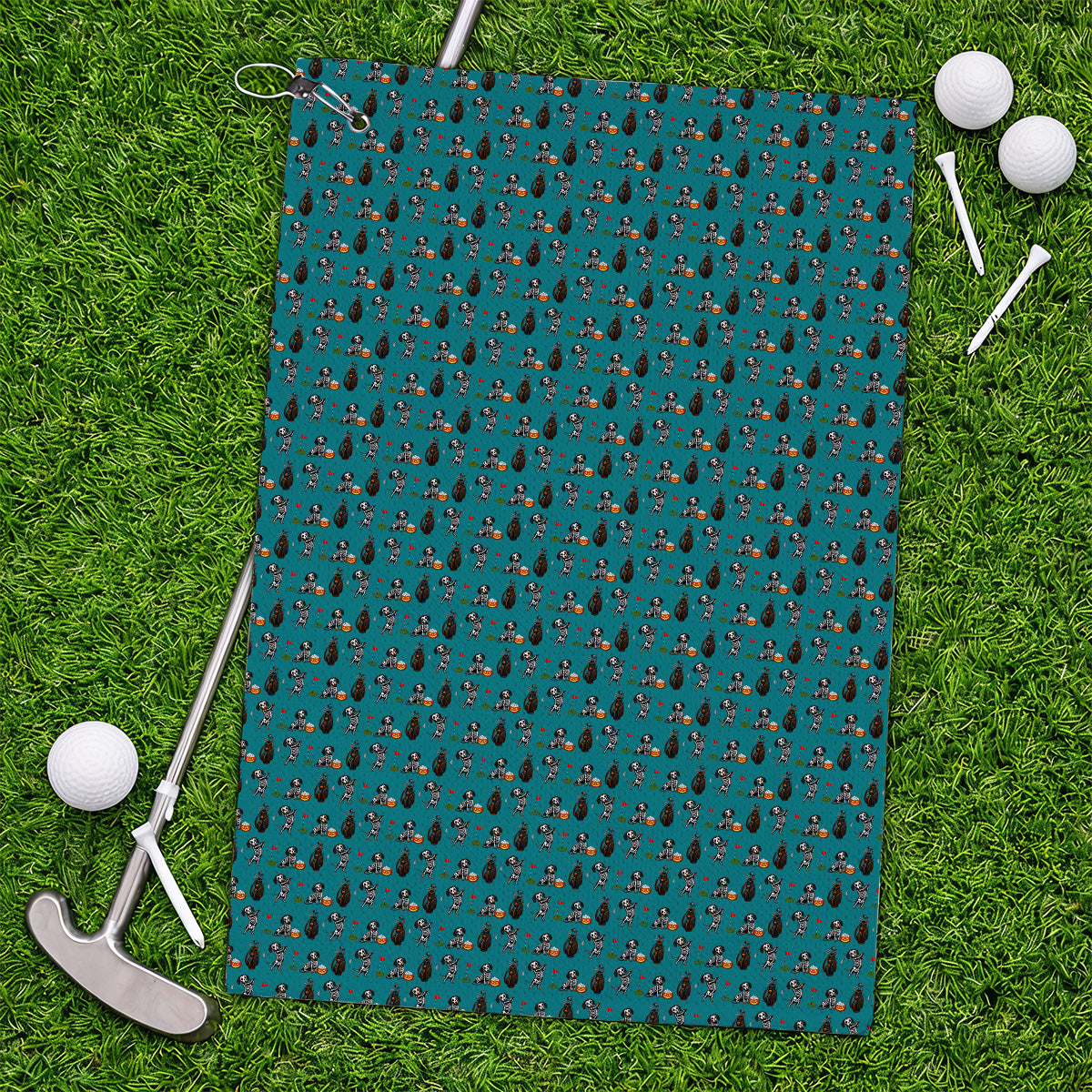 Halloween Dachshund Golf Towel, Skeleton Wiener Dog Pattern Golf Towels, Funny Golf Gift for Golfer
