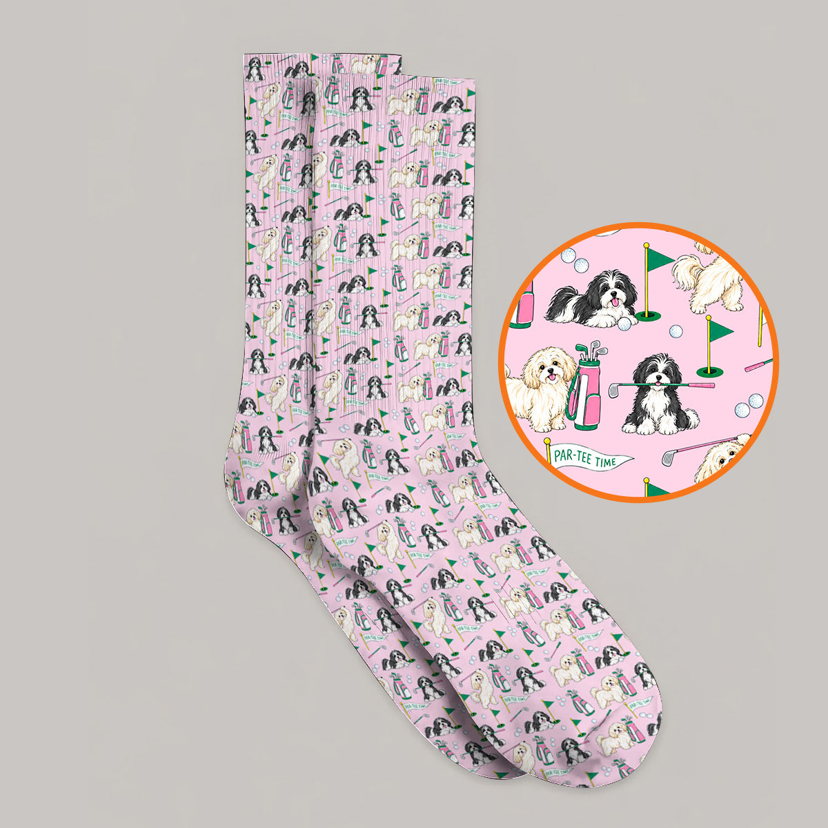 Havanese Pattern Golf Socks, Cute Havanese Golf Sock, Crazy Golf Gift for Golfer
