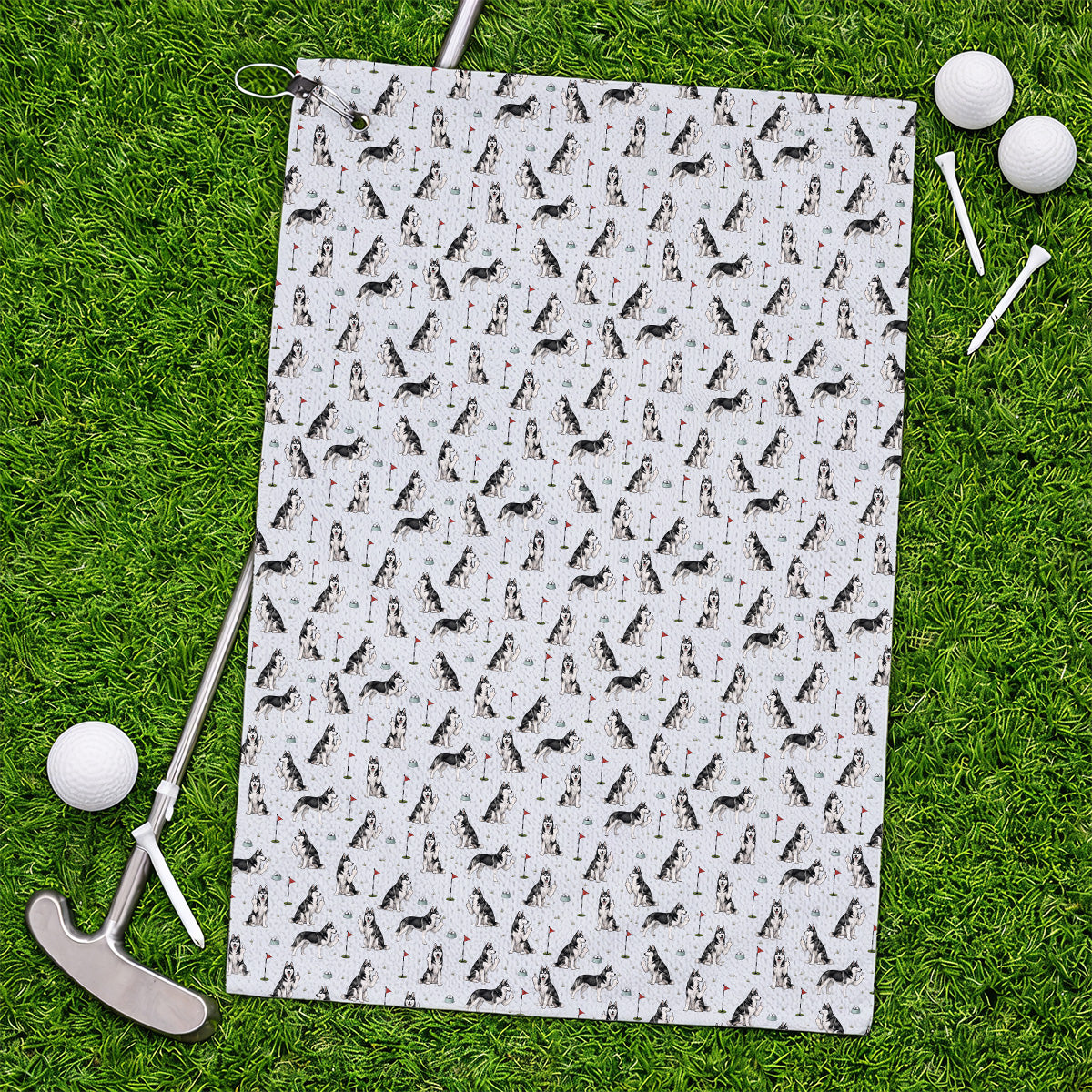 Crazy Husky Golf Towle, Husky Sibir Pattern Golf Towles For Dog Lover, Golf Gift For Golfer