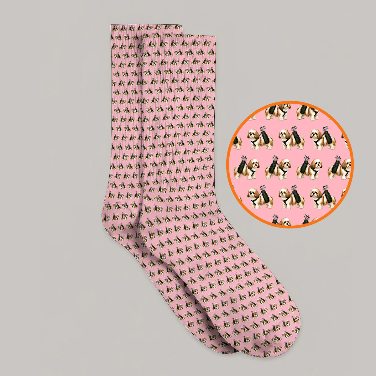 Shih Tzu Golf Sock, Cute Shih Tzu Pattern Golf Socks, Golf Gift For Golfer