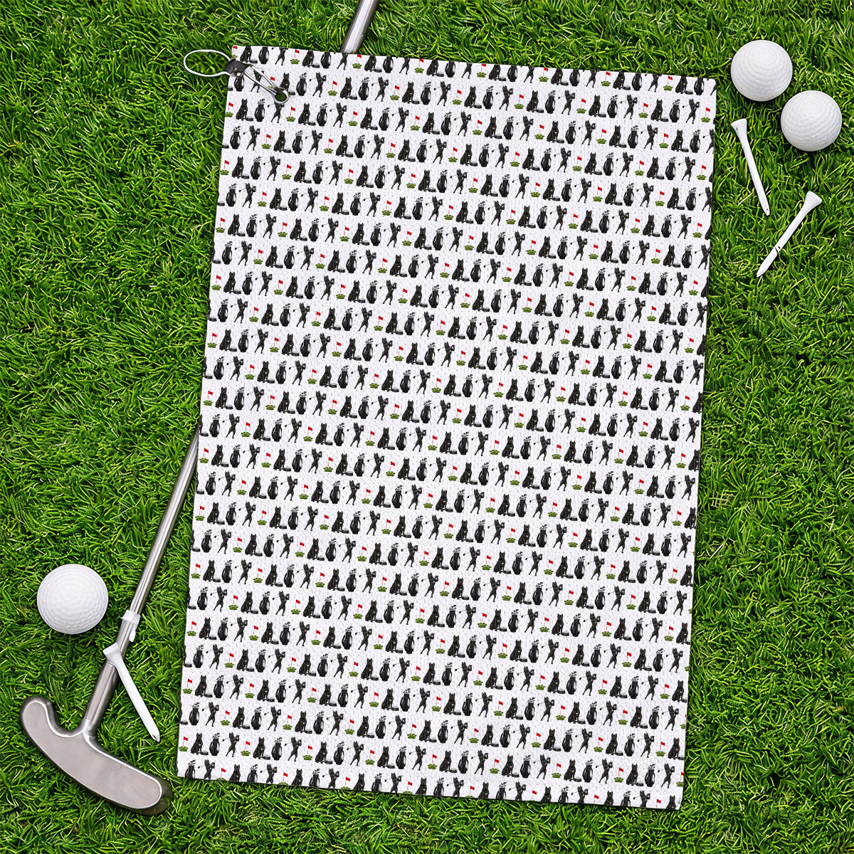 Cane Corso Golf Towel, Black Cane Corso Golf Pattern Towels for Dog Lovers, Funny Golf Gift for Golfers