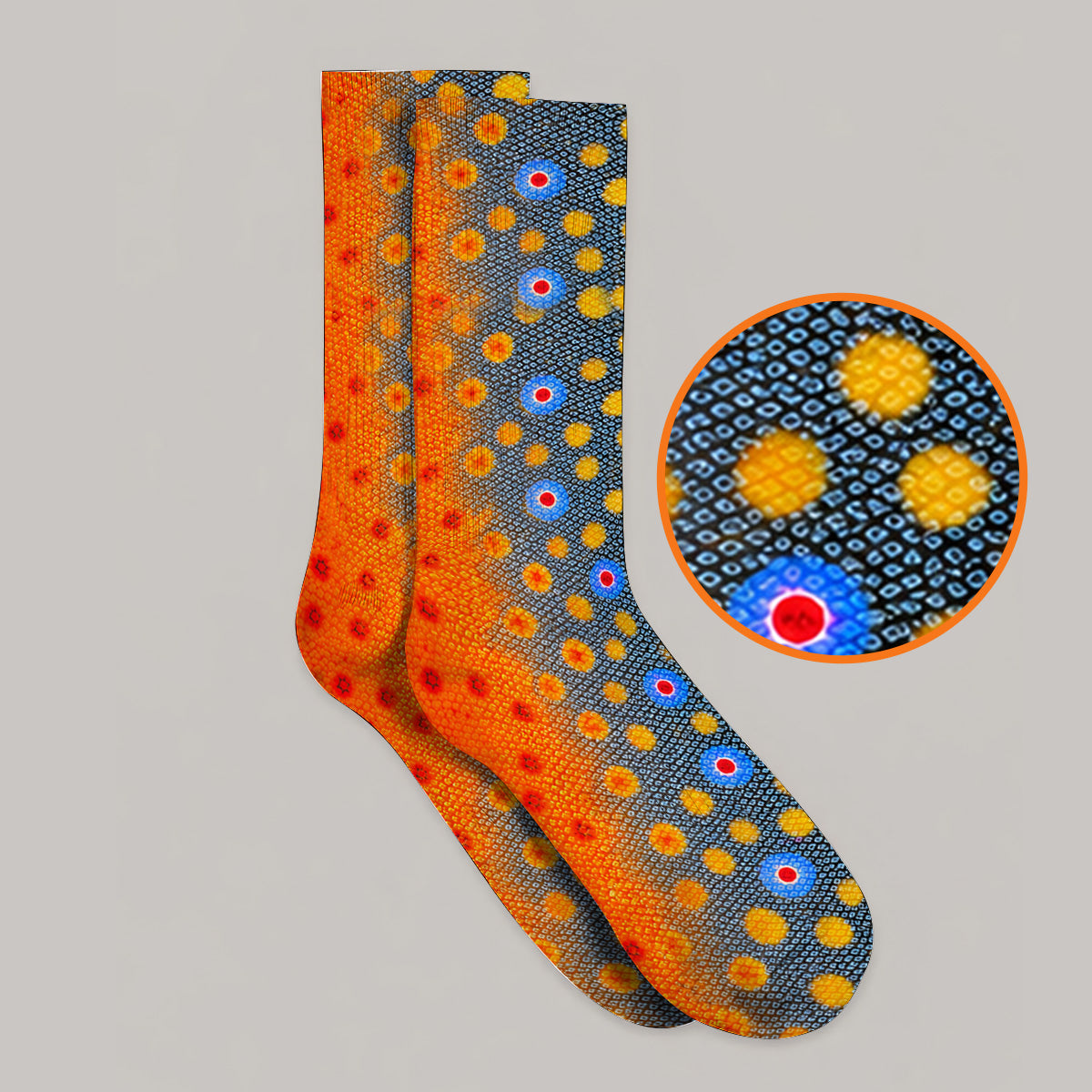 Brook Trout Skin Golf Socks, Vibrant Orange Spotted Fish Scale Pattern Golf Sock, Crazy Golf Gift For Golfers
